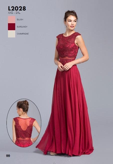 Aspeed - L2028 Mock Two Piece Jewel Embroided A-line Prom Dress