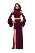 La Femme - 25353 Long Sleeve Cutaway Two-piece Jersey Gown