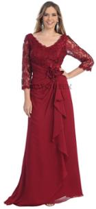 Quarter Sleeve Lace Chiffon Long Dress