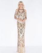 Cassandra Stone - 4573a Sequined Illusion Neck Sheath Dress