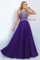 Blush - Stunning Crystal Embellished Illusion Back Gown 11071