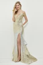 Angela And Alison - 81130 Off-shoulder Sequined Trumpet Gown