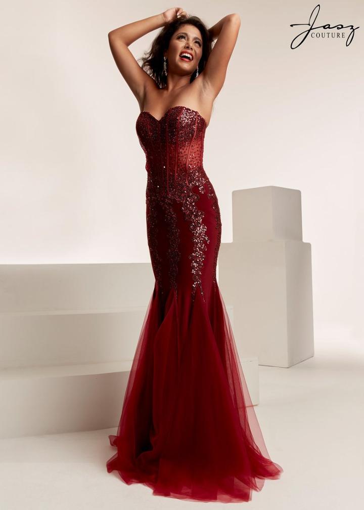 Jasz Couture - 6317 Strapless Illusion Corset Trumpet Gown