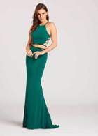 Ellie Wilde - Ew118083 Two-piece High Halter Embellished Strapped Gown