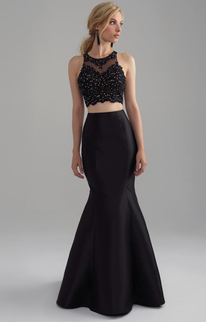 Madison James - 18-746 High Jewel Illusion Lace Two-piece Gown