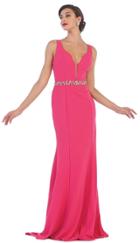May Queen - Fitted Plunging Seamed Evening Dress