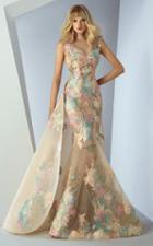 Mnm Couture - G0863 Bejeweled Blossom Appliqued Mermaid Gown