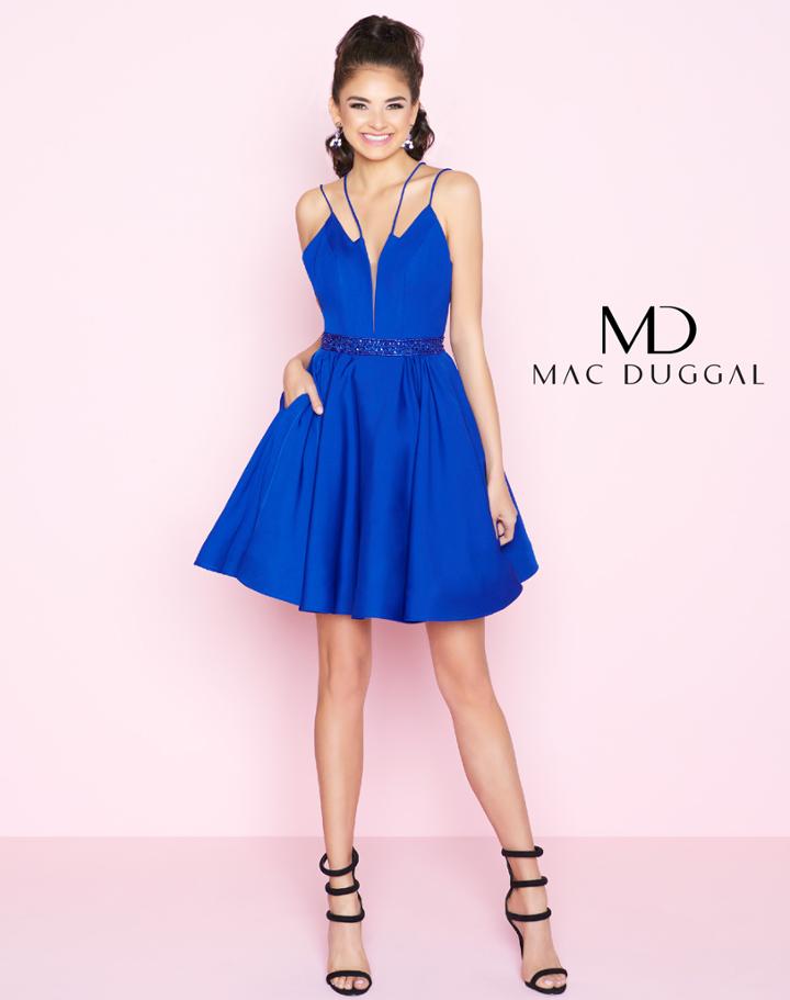 Mac Duggal - 2071n Bead Embellished Deep V-neck A-line Dress