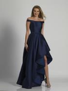 Dave & Johnny - A6218 Off-shoulder High Low Gown