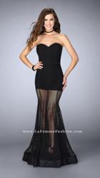 La Femme - Sheer Tailored Mermaid Long Evening Gown 23867