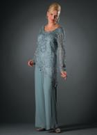 Soulmates - C805803x Queen Asymmetrical Silk Lace Tunic Pants Set