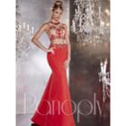 Panoply - Elegant Crew Neck Two-piece Matte Jersey Gown 14756