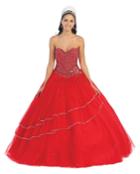 Beaded Sweetheart Gold Trimmed Ball Gown
