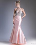 Cinderella Divine - Sleeveless Embellished Halter Mermaid Dress
