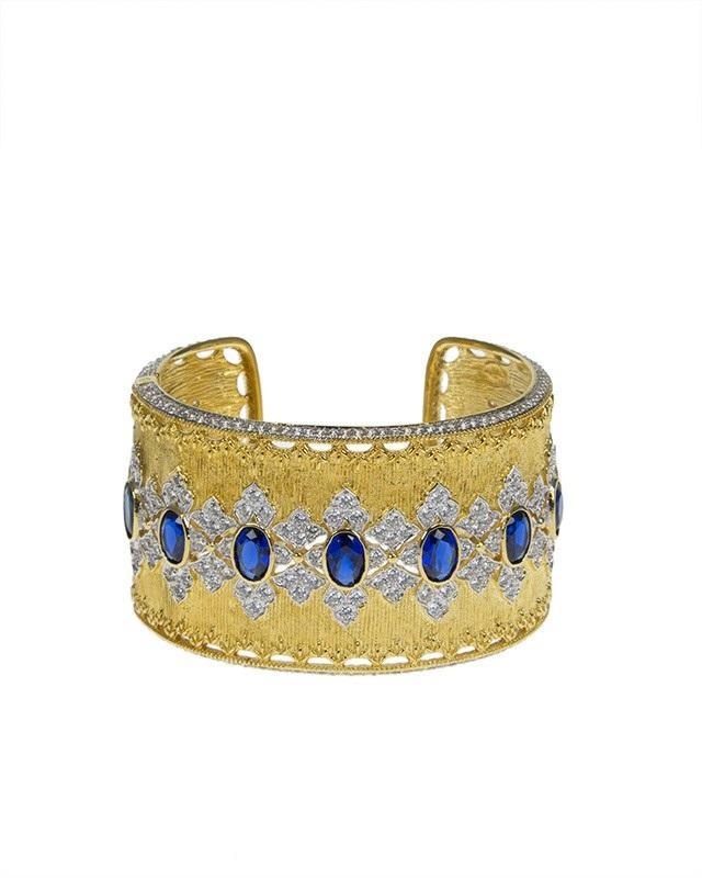 Jarin K Jewelry - Oval Blue Sapphire Cubic Zirconia Cuff