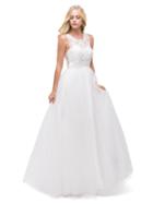 Dancing Queen - Sleeveless Embroidered Sheer Bodice A-line Dress 9889