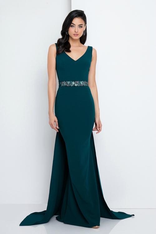 Terani Evening - 1721e4130 Ornate V-neck Sheath Gown