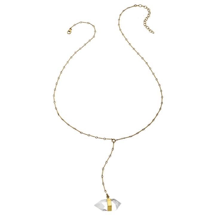 Heather Hawkins - Bar Chain Y Necklace In Crystal Quartz
