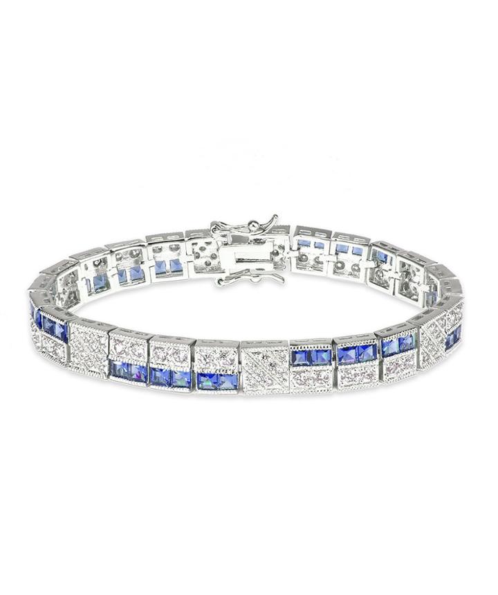 Cz By Kenneth Jay Lane - Sapphire Deco Bracelet