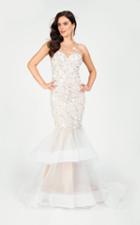 Terani Couture - Embroidered Applique Illusion Mermaid Gown 1712p2639