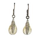 Mabel Chong - Rutilated Quartz With Pave Diamond Leaf Earrings-wholesale