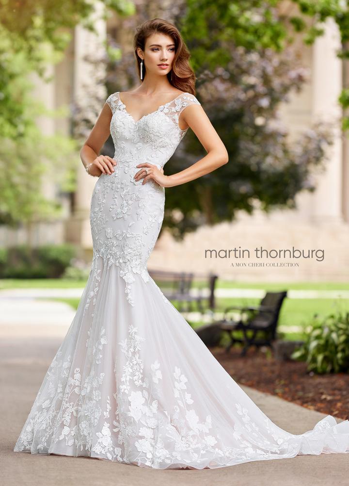 Martin Thornburg For Mon Cheri - 118276 Floral V-neck Trumpet Wedding Gown