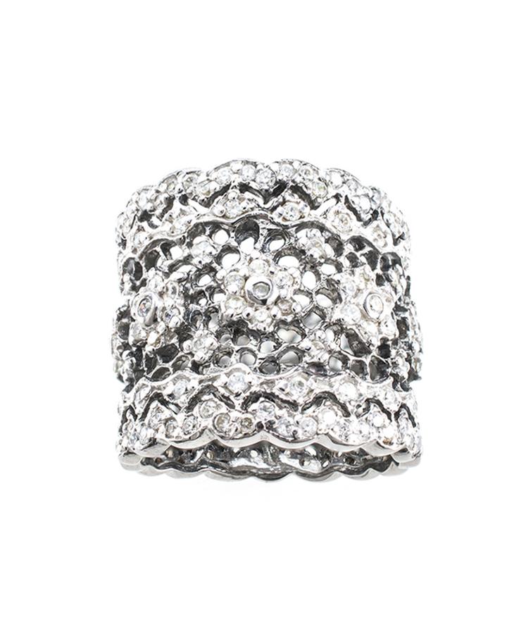 Jarin K Jewelry - Oxidized Floral Filigree Ring