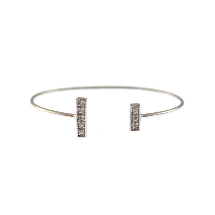 Heather Hawkins - Resilience Bar Cuff Bracelet - White Zircon/white Gold