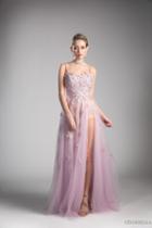 Cinderella Divine - Floral Embroidered Tulle A-line Prom Dress