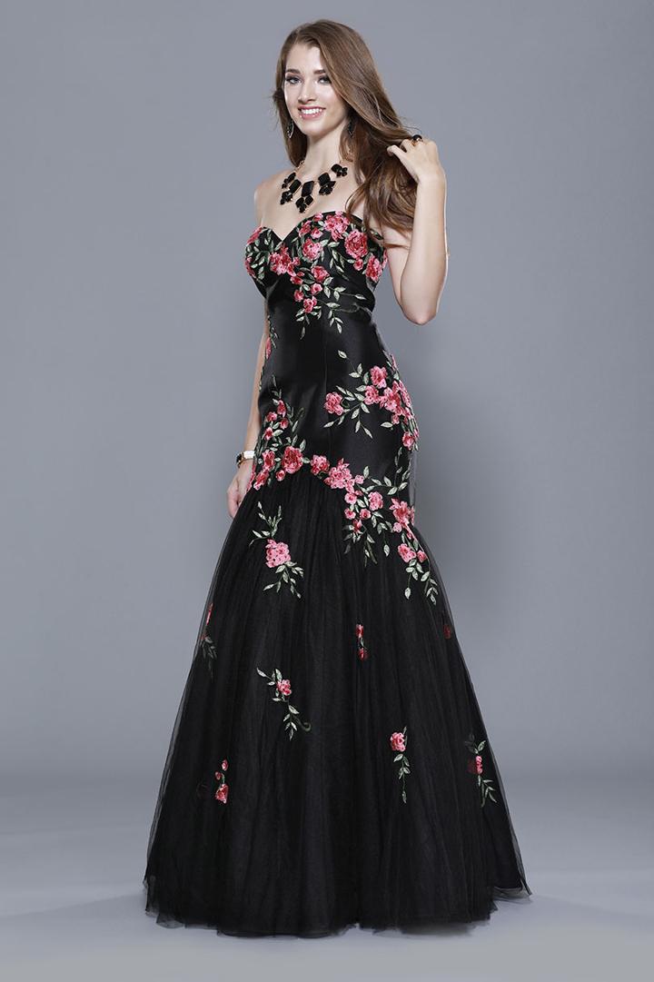 Shail K - 33912 Strapless Floral Trumpet Gown