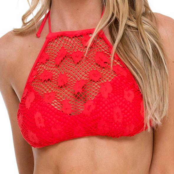 Luli Fama - Crochet Illusion Halter Top In Girl On Fire (l503420)