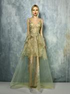 Beside Couture By Gemy - Bc1293 Metallic Sheer And Embellished Gown