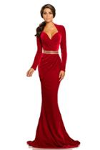 Johnathan Kayne - 8092 Queen Anne Neckline Velvet Gown