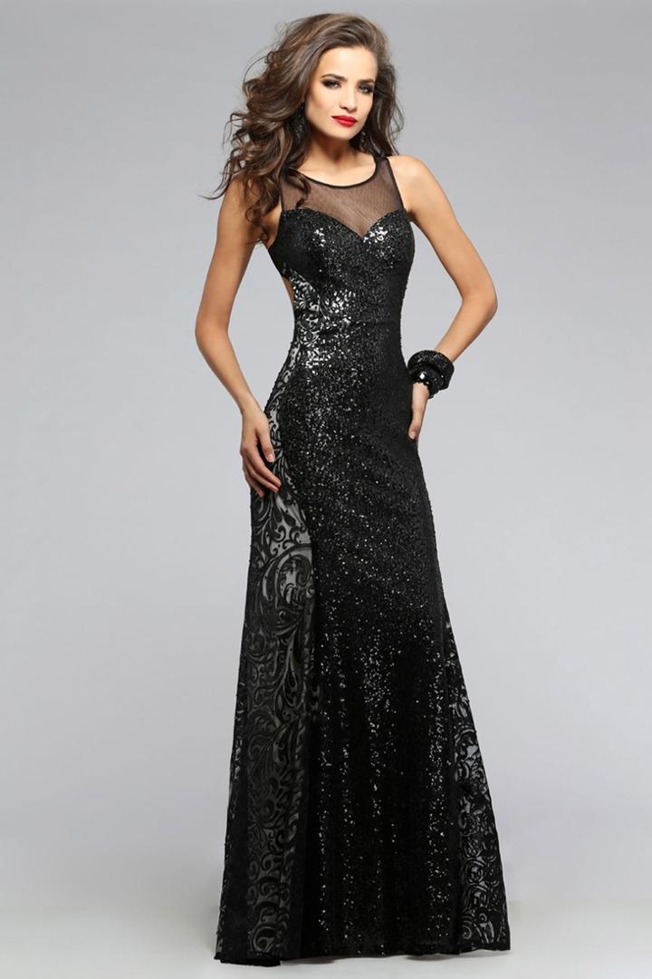 Faviana - S7813 Illusion Sequined Evening Gown