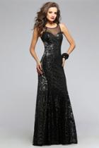 Faviana - S7813 Illusion Sequined Evening Gown