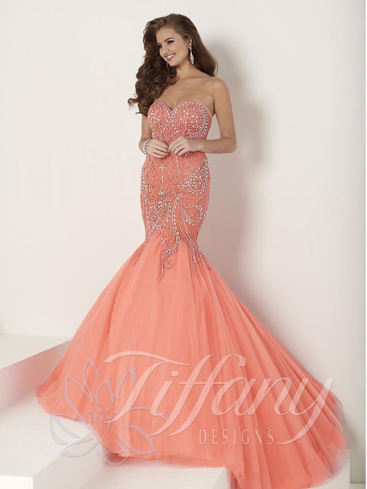 Tiffany Designs - Rhinestone Embellished Sweetheart Evening Gown 16162