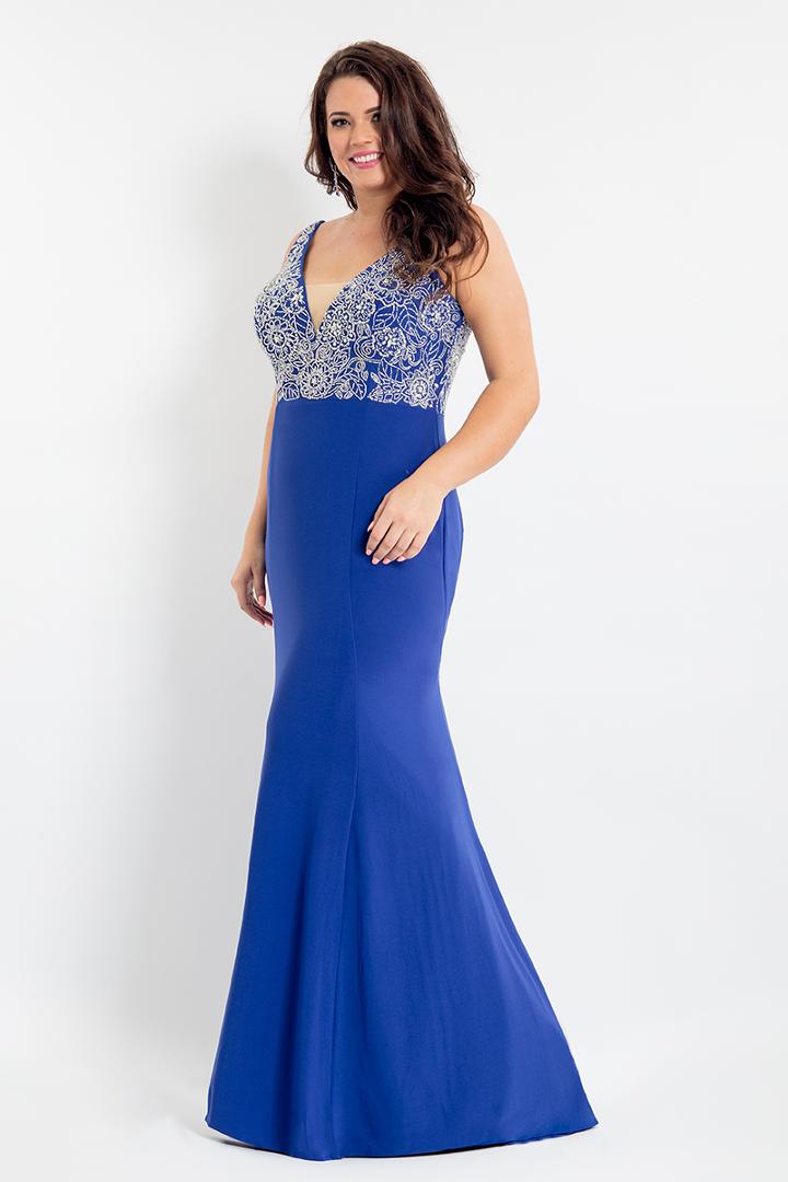 Rachel Allan Curves - 6333 Floral Beaded V-neck Gown