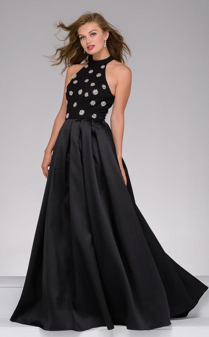 Jovani - 45120a Beaded Halter Neck A-line Evening Dress