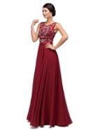 Dancing Queen - Jewel Detailed Illusion A-line Long Dress 8736