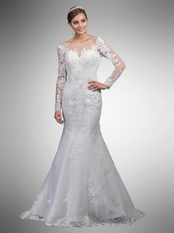 Dancing Queen - 12 Illusion Long Sleeve Wedding Dress