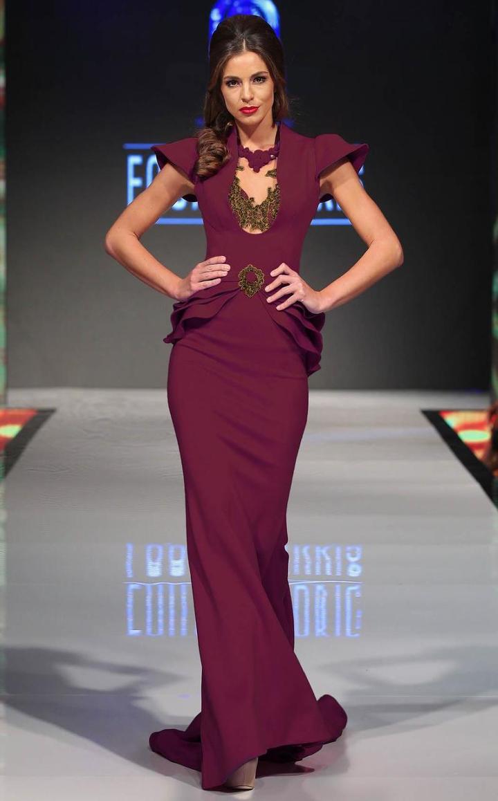 Mnm Couture - 2295 Bell Cap Sleeve Peplum Sheath Gown