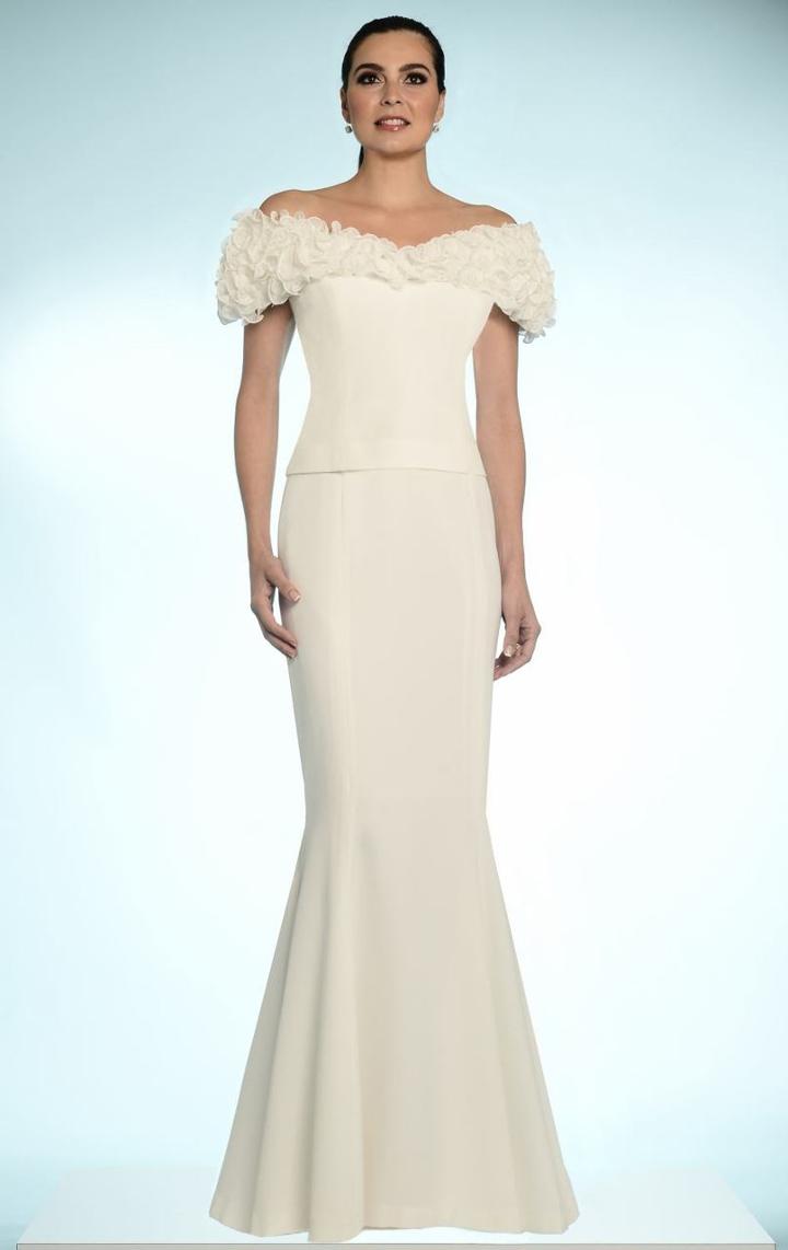 Daymor Couture - Ruffled V-neck Trumpet Dress 2003