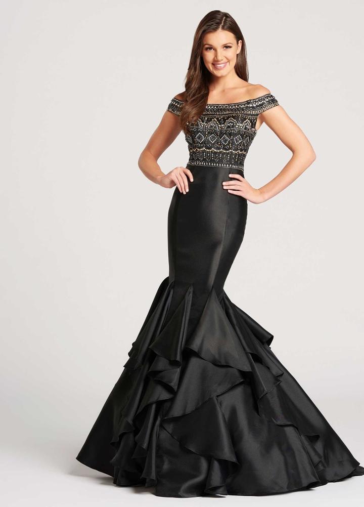 Ellie Wilde - Ew118056 Beaded Off Shoulder Mermaid Dress