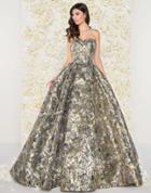Mac Duggal Couture - 66222d Floral Print Metallic Ballgown