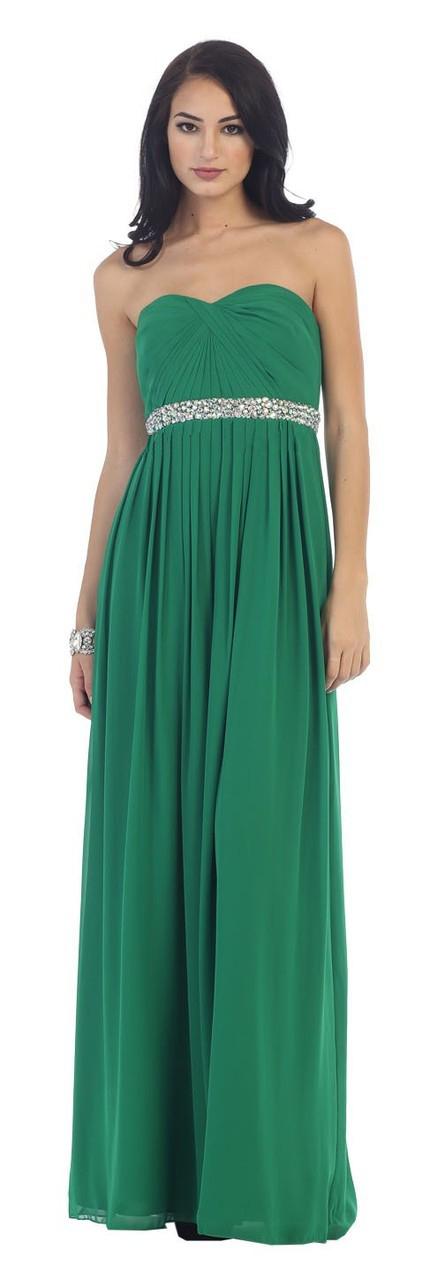 May Queen - Strapless Sweetheart Rhinestone Chiffon Long Dress Mq1169b