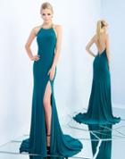 Ieena For Mac Duggal - 25572i Dangling Fringed Halter Sheath Gown