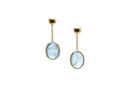 Tresor Collection - Aquamarine Smooth Oval Earring In 18k Yellow Gold