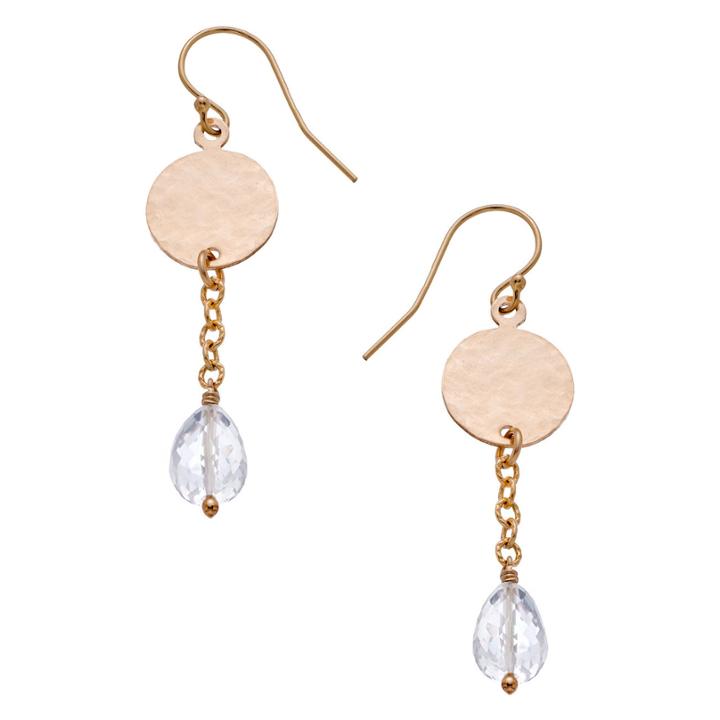 Heather Hawkins - Tiny Hammered Coin Drop Earrings - Multiple Colors