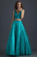 Madison James - 18-613 Two Piece Glitter Printed A Line Gown