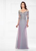 Montage By Mon Cheri - 118974 Metallic Lace Bodice Chiffon Gown